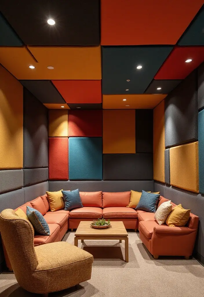 25 Basement Ceiling Ideas That Hide Imperfections With Style - 11. Acoustic Panels for Sound Control