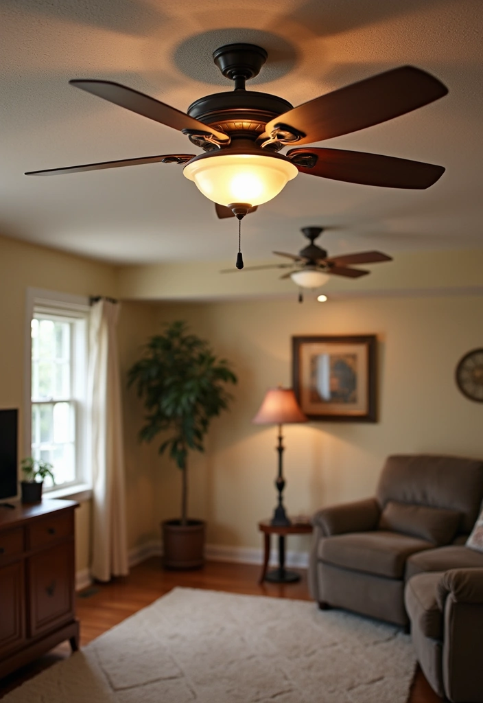 25 Basement Ceiling Ideas That Hide Imperfections With Style - 13. Ceiling Fans for Functionality and Style