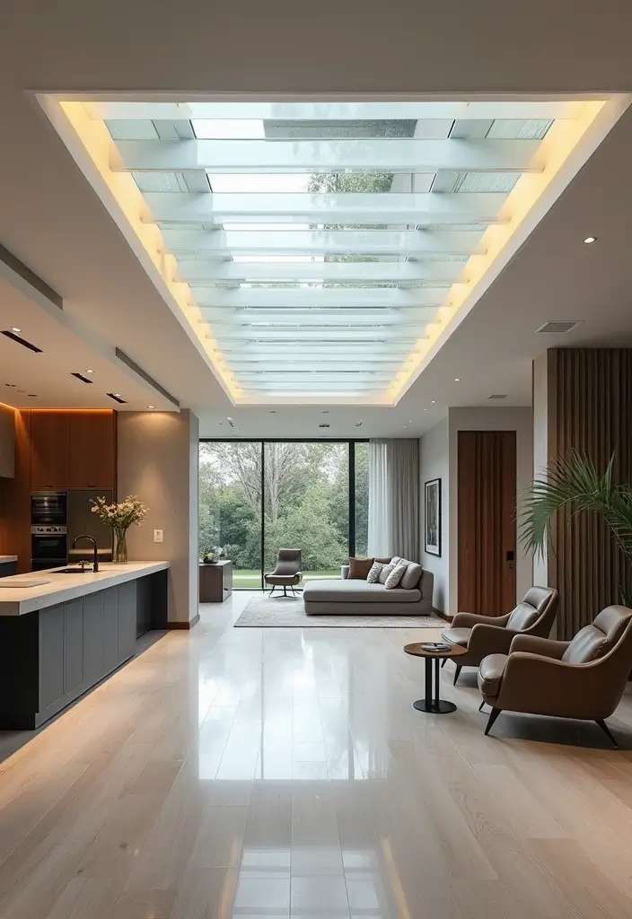 25 Basement Ceiling Ideas That Hide Imperfections With Style - 14. Glass Panels for a Modern Look