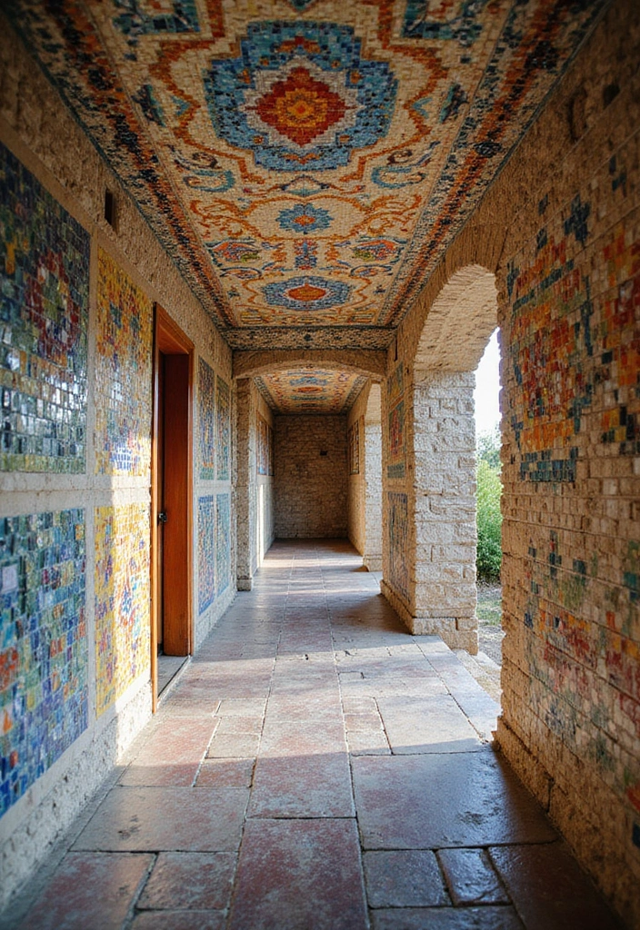 25 Basement Ceiling Ideas That Hide Imperfections With Style - 16. Mosaic Tiles for Artistic Appeal