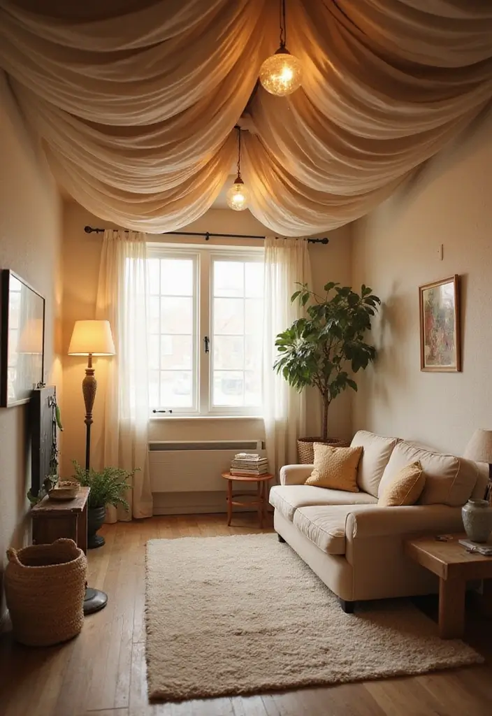 25 Basement Ceiling Ideas That Hide Imperfections With Style - 17. Canopy Ceilings for a Cozy Retreat