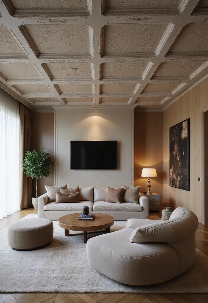 25 Coffered Ceiling Inspirations That Elevate Any Room - 10. Textured Finishes