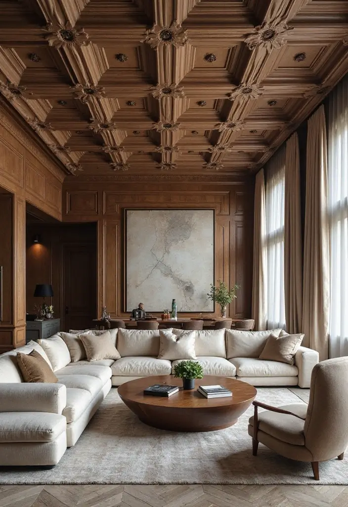 25 Coffered Ceiling Inspirations That Elevate Any Room - 11. Oversized Coffers for Dramatic Effect