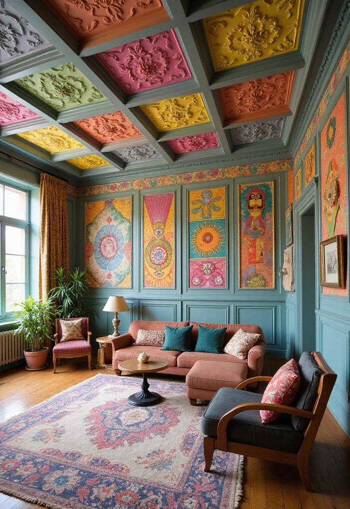 25 Coffered Ceiling Inspirations That Elevate Any Room - 15. Eclectic Mix of Styles