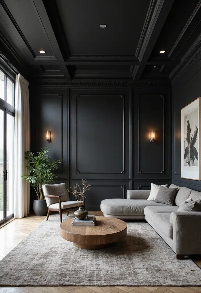 25 Coffered Ceiling Inspirations That Elevate Any Room - 19. Dramatic Black Coffered Ceilings