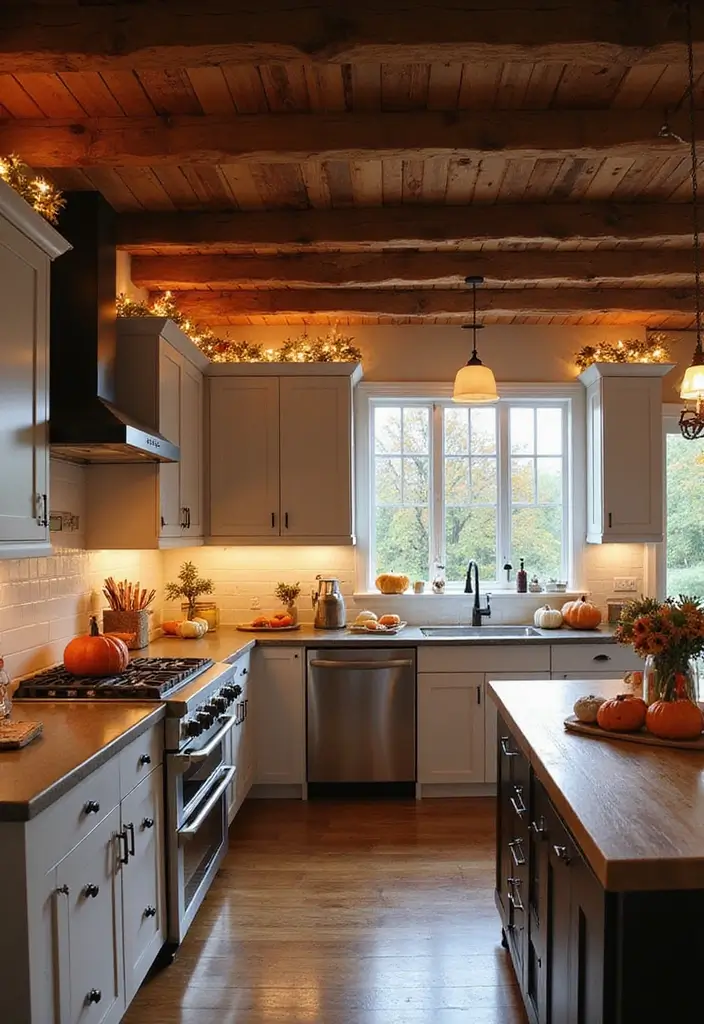 25 Fall Ceiling Designs for Kitchen That Add Cozy Charm - 1. Rustic Wooden Beams