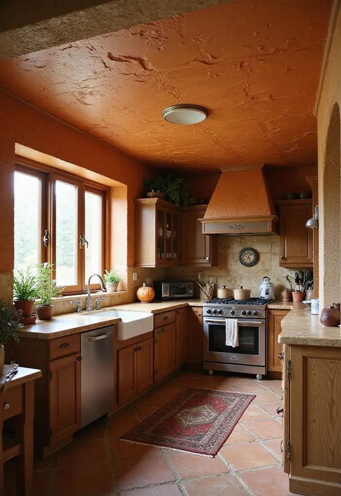 25 Fall Ceiling Designs for Kitchen That Add Cozy Charm - 13. Textured Plaster Finishes