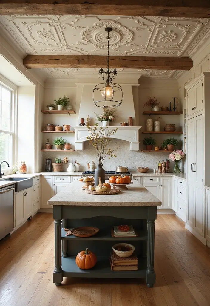 25 Fall Ceiling Designs for Kitchen That Add Cozy Charm - 14. Ceiling-Focal Wall
