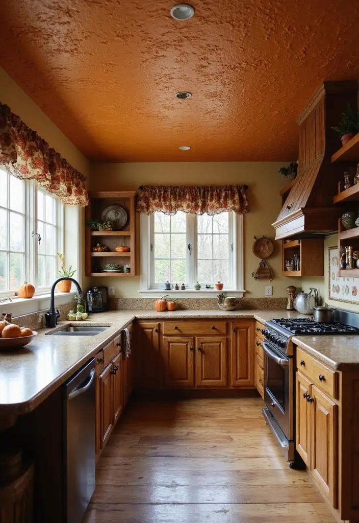 25 Fall Ceiling Designs for Kitchen That Add Cozy Charm - 20. A Textured Drop Ceiling