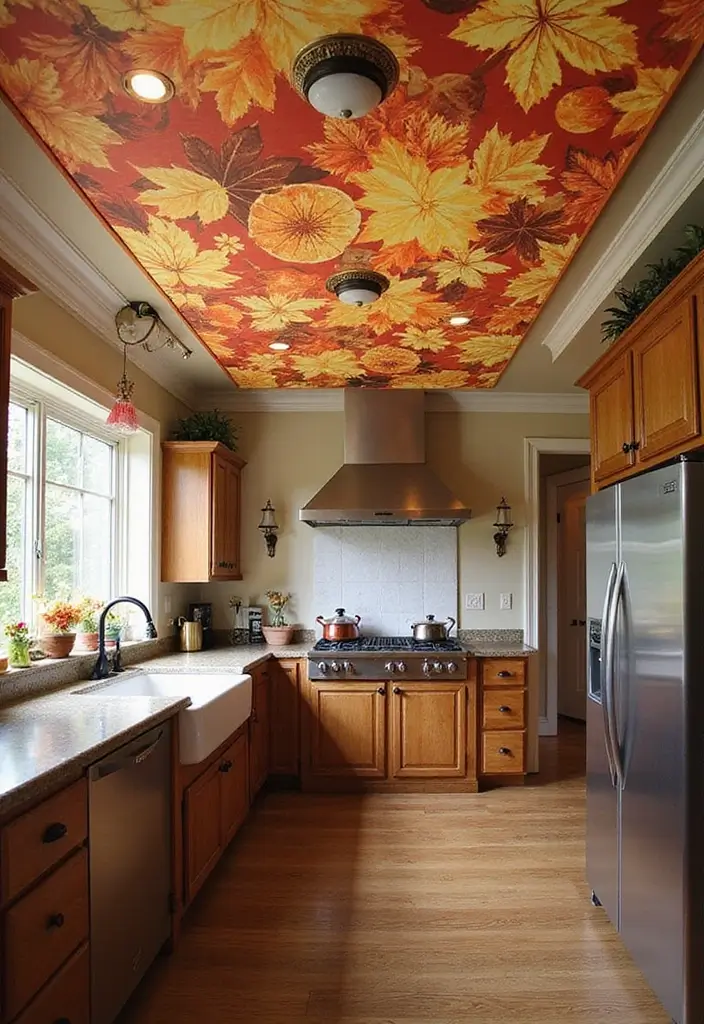 25 Fall Ceiling Designs for Kitchen That Add Cozy Charm - 22. Seasonal Ceiling Covers