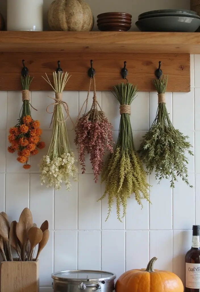 25 Fall Ceiling Designs for Kitchen That Add Cozy Charm - 23. Ceiling Hooks for Hanging Decor
