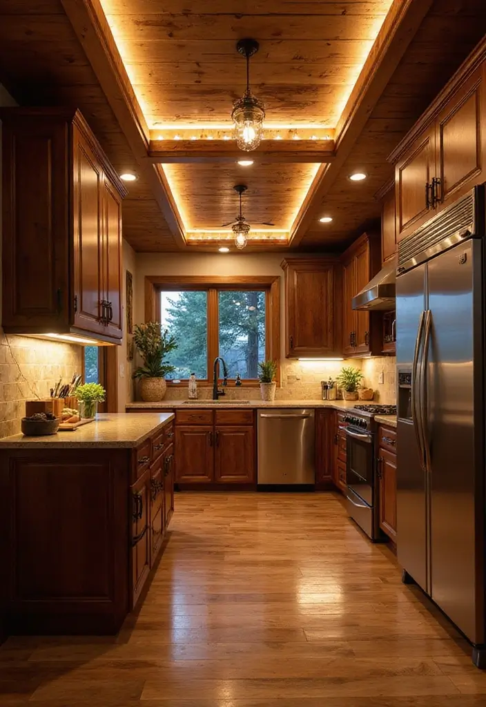 25 Fall Ceiling Designs for Kitchen That Add Cozy Charm - 25. Illuminated Ceiling Designs
