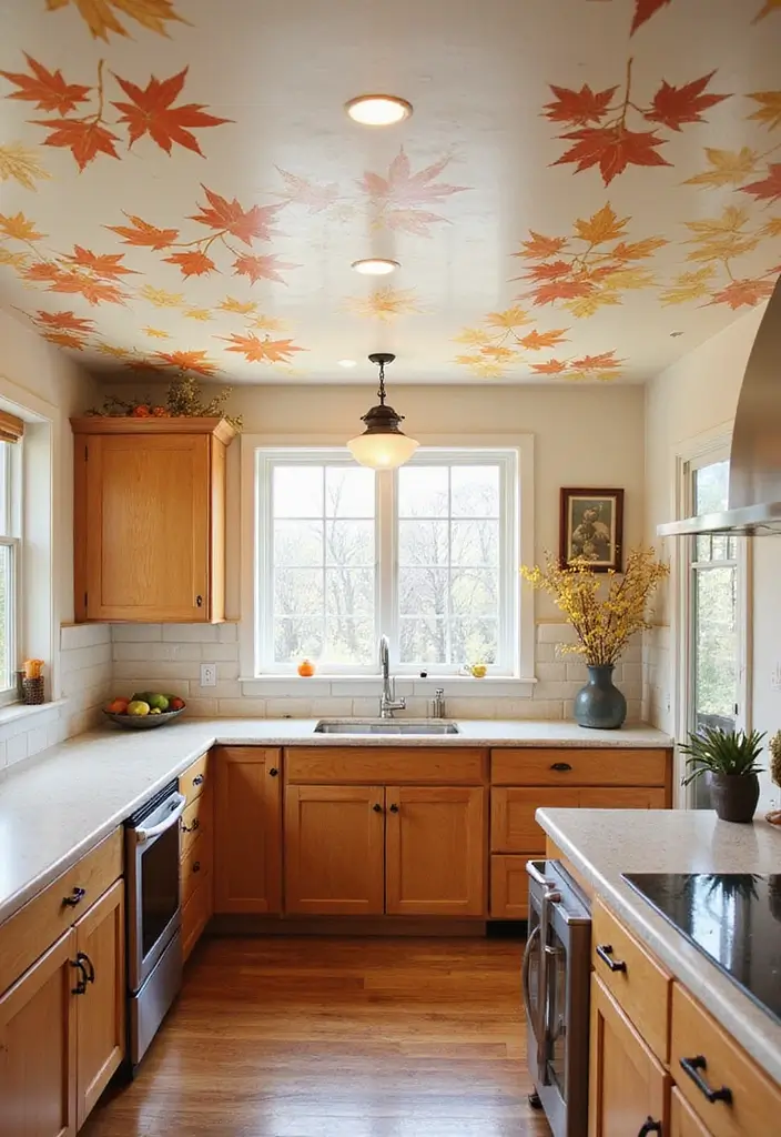 25 Fall Ceiling Designs for Kitchen That Add Cozy Charm - 4. Stenciled Ceilings