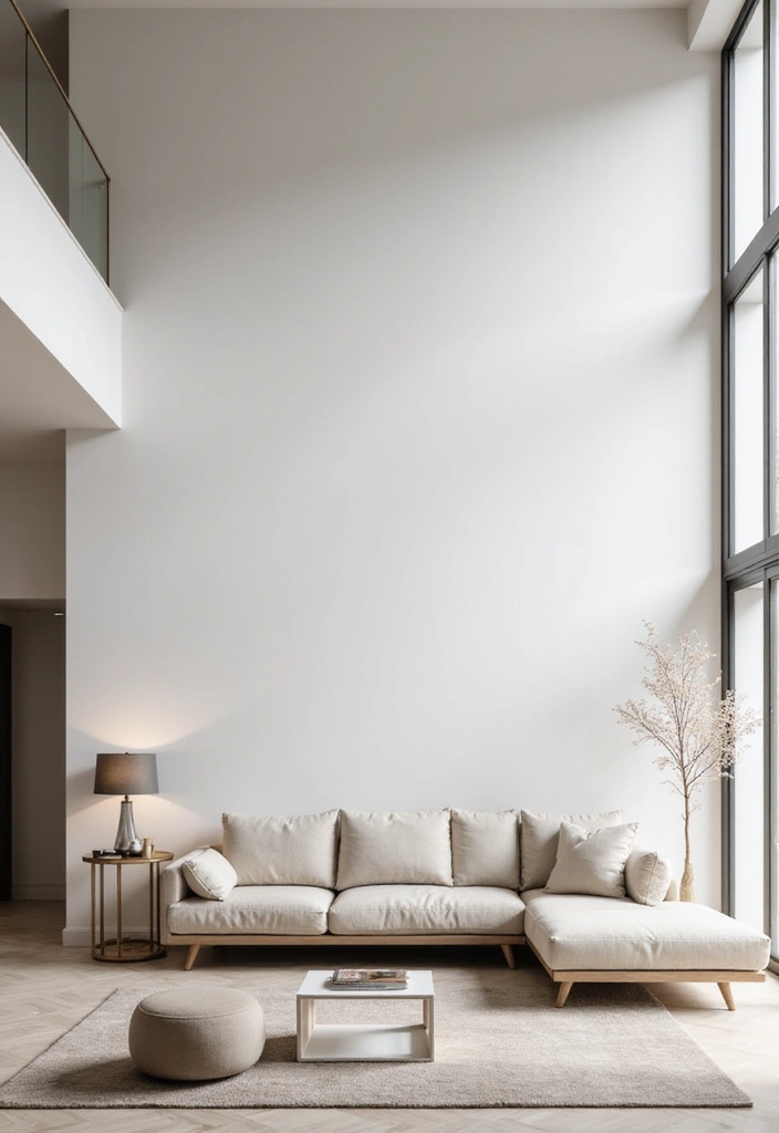 25 High Ceiling Living Room Designs That Feel Grand and Airy - 1. Embracing Minimalism