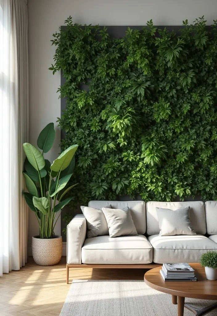 25 High Ceiling Living Room Designs That Feel Grand and Airy - 5. Vertical Gardens