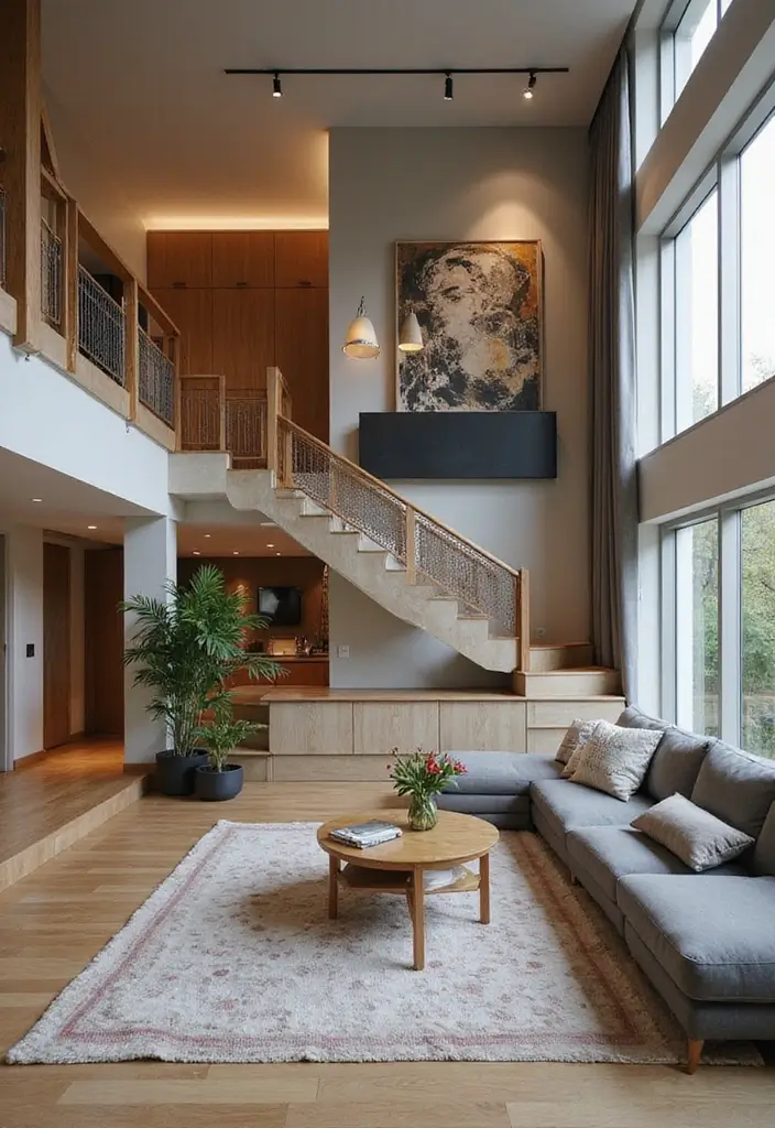 25 High Ceiling Living Room Designs That Feel Grand and Airy - 7. Multi-Level Designs