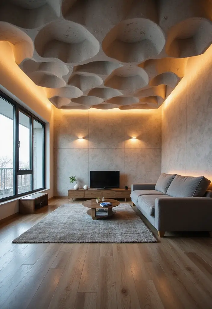 25 Modern Ceiling Designs That Redefine Elegance - 15. 3D Ceiling Panels