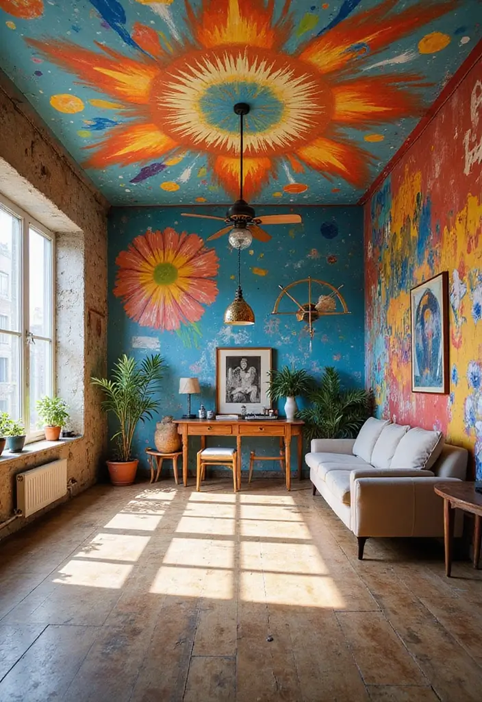 25 Modern Ceiling Designs That Redefine Elegance - 23. Artistic Murals