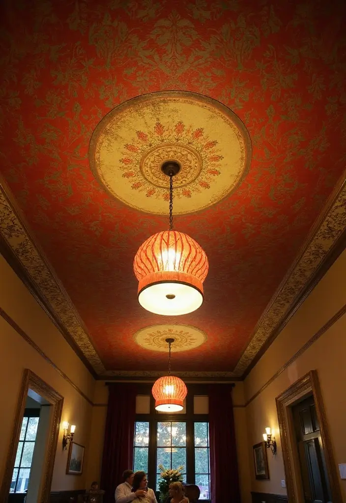 25 Painted Ceiling Inspirations That Totally Transform a Room - 25. Statement Lighting