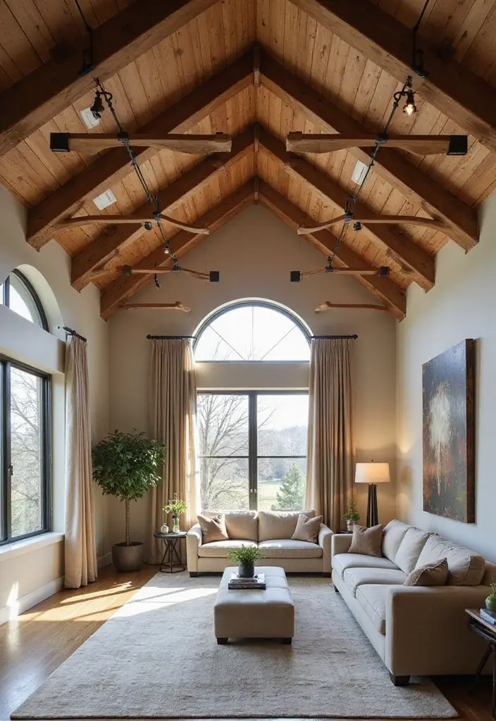 25 Vaulted Ceiling Beam Inspirations That Steal the Show - 10. Beams as Artistic Features