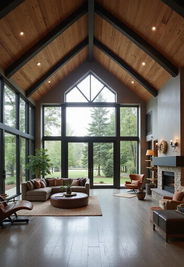 25 Vaulted Ceiling Beam Inspirations That Steal the Show - 23. Beams with Glass Elements