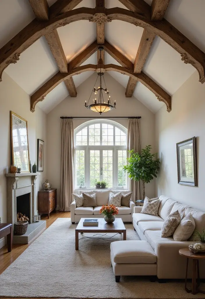 25 Vaulted Ceiling Beam Inspirations That Steal the Show - 7. Beams with Decorative Trim