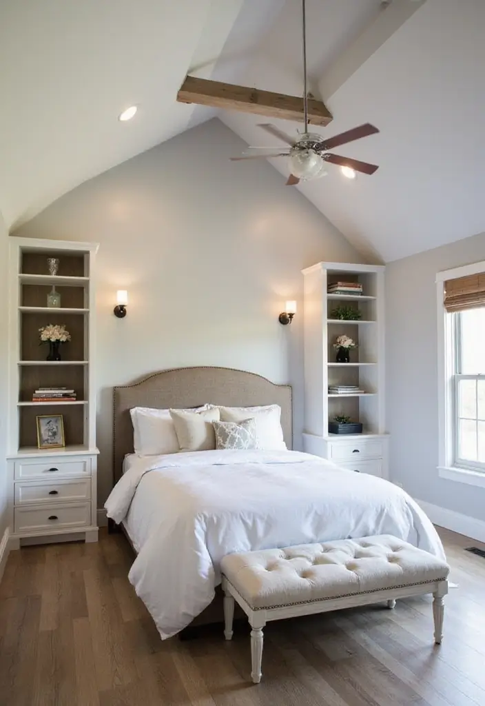 25 Vaulted Ceiling Bedroom Inspirations That Feel Dreamy 20 25 Vaulted Ceiling Bedroom Inspirations That Feel Dreamy - 20. Custom Built-Ins