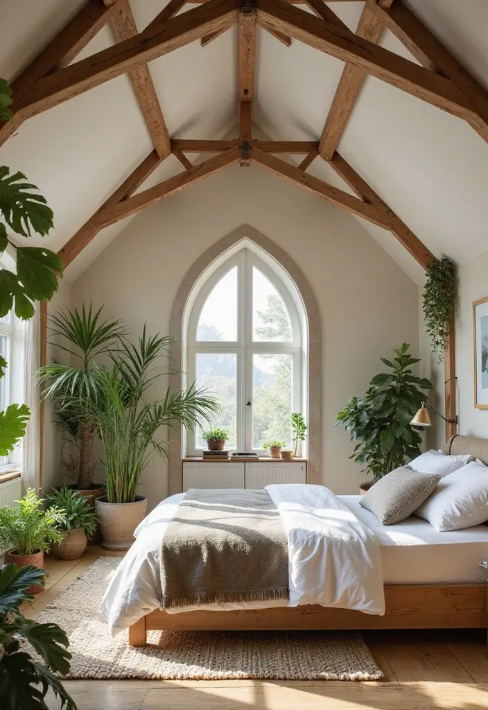 25 Vaulted Ceiling Bedroom Inspirations That Feel Dreamy 23 25 Vaulted Ceiling Bedroom Inspirations That Feel Dreamy - 23. Eco-Friendly Decor