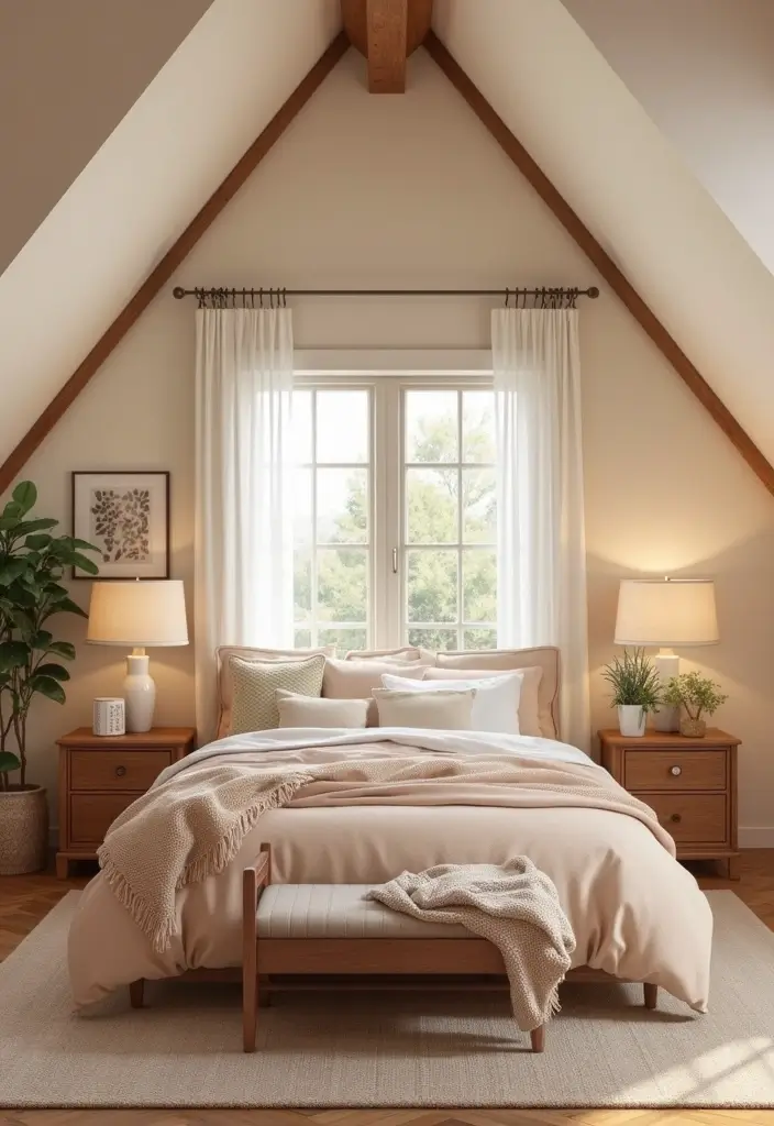 25 Vaulted Ceiling Bedroom Inspirations That Feel Dreamy 6 25 Vaulted Ceiling Bedroom Inspirations That Feel Dreamy - 6. Warm and Welcoming Colors