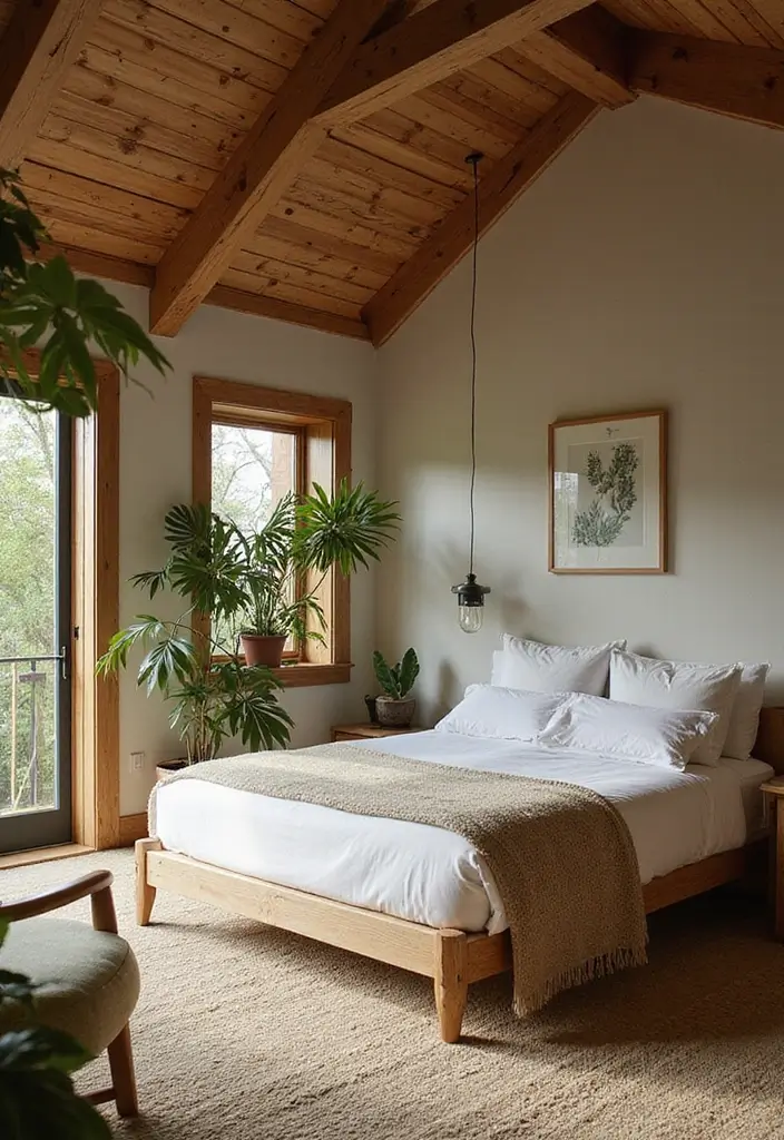 25 Vaulted Ceiling Bedroom Inspirations That Feel Dreamy 7 25 Vaulted Ceiling Bedroom Inspirations That Feel Dreamy - 7. Nature-Inspired Designs
