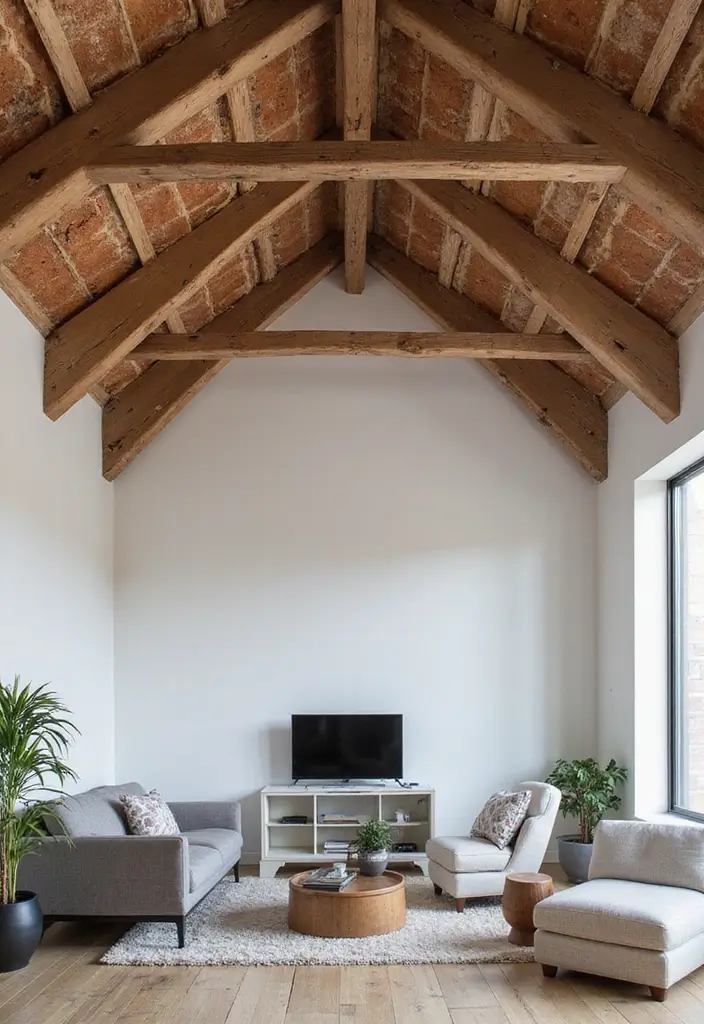 25 Vaulted Ceiling Ideas That Make Homes Feel Bigger - 10. Open Beams with Exposed Insulation