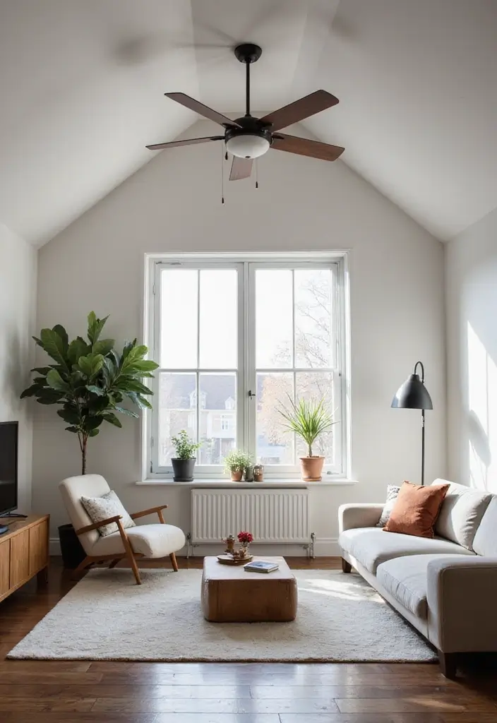 25 Vaulted Ceiling Ideas That Make Homes Feel Bigger - 17. Smart Ceiling Fans