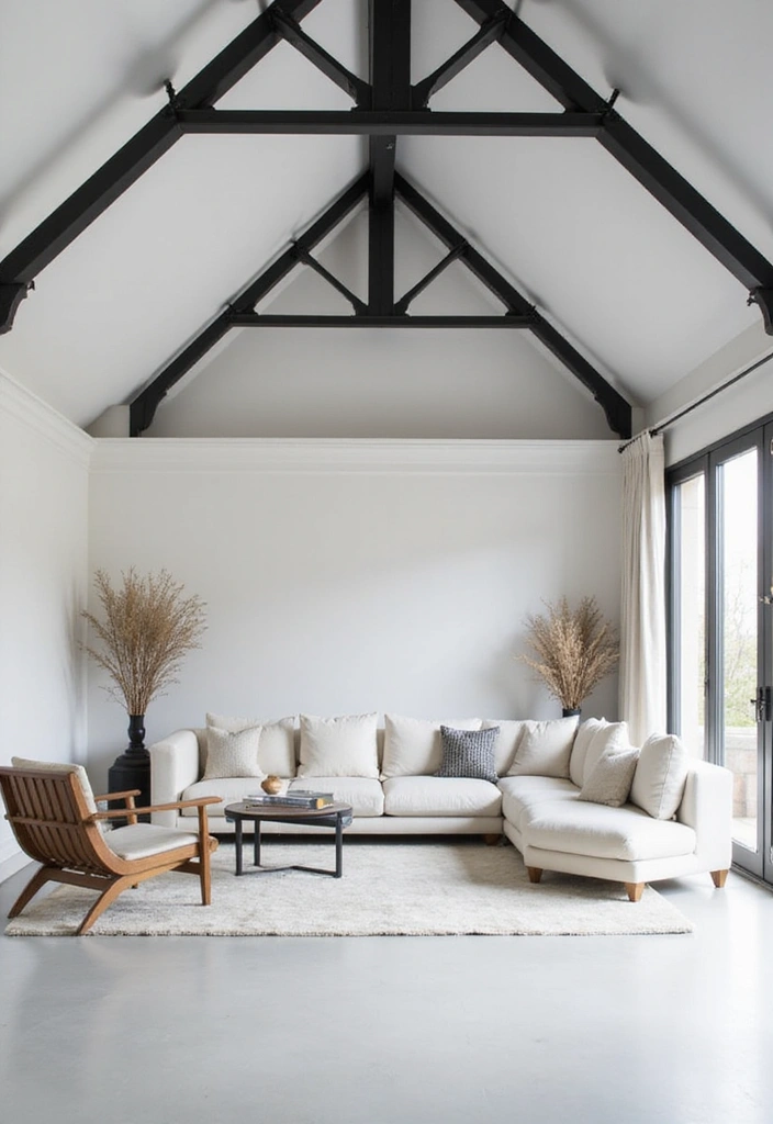 25 Vaulted Ceiling Ideas That Make Homes Feel Bigger - 3. Minimalist Metal Framework
