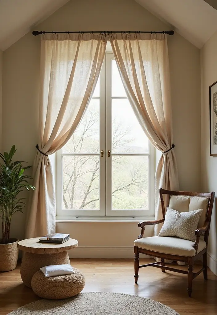 25 Vaulted Ceiling Ideas That Make Homes Feel Bigger - 8. Soft Drapery