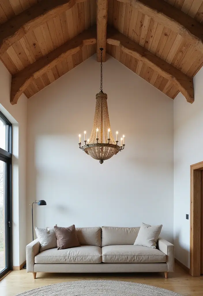25 Vaulted Ceiling Living Room Inspirations That Wow Guests - 1. Rustic Charm with Exposed Beams