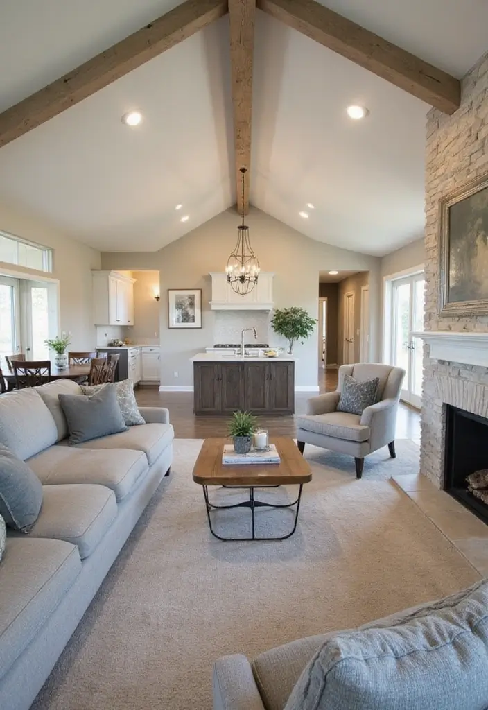 25 Vaulted Ceiling Living Room Inspirations That Wow Guests - 11. Open Concept Layouts