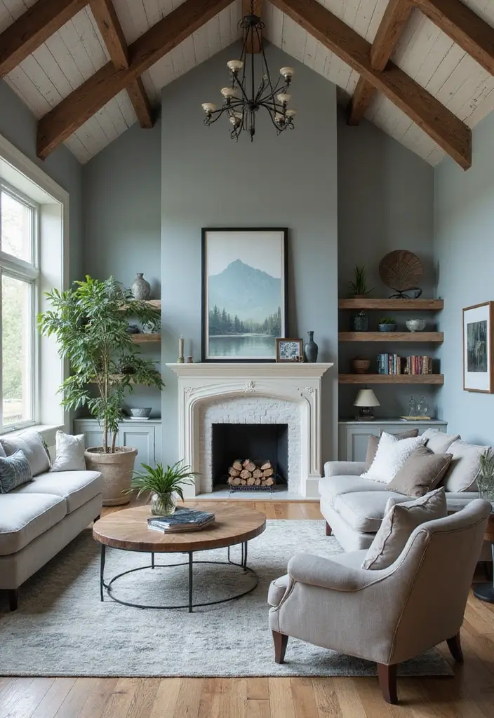 25 Vaulted Ceiling Living Room Inspirations That Wow Guests - 12. Elegant Color Palettes