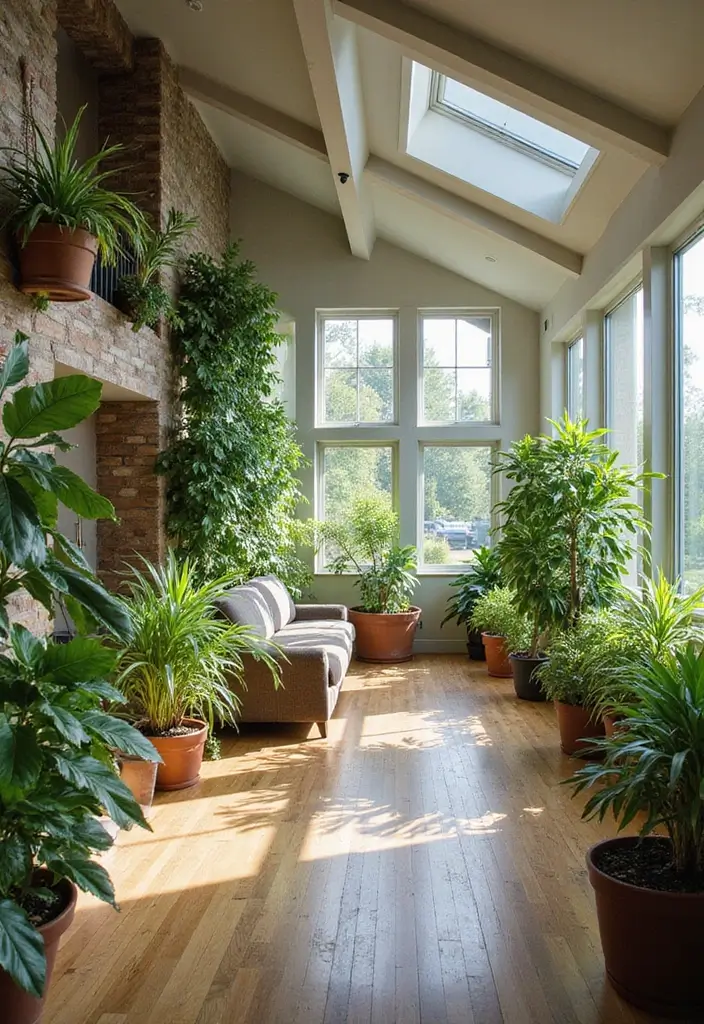 25 Vaulted Ceiling Living Room Inspirations That Wow Guests - 17. Integrated Indoor Gardens