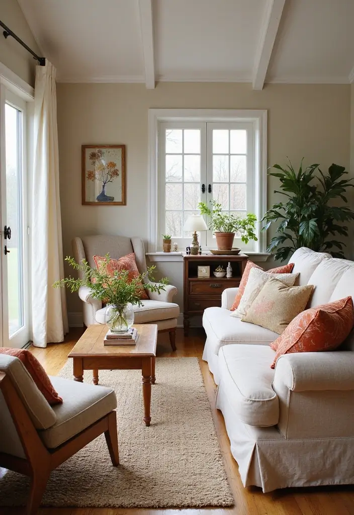 25 Vaulted Ceiling Living Room Inspirations That Wow Guests - 19. Seasonal Decor Swaps