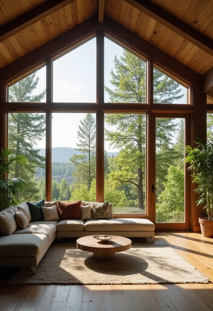 25 Vaulted Ceiling Living Room Inspirations That Wow Guests - 22. Inviting Outdoor Views