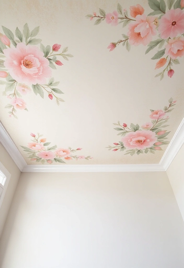27 Ceiling Murals That Bring Art Into Interiors - 18. Soft Floral Designs