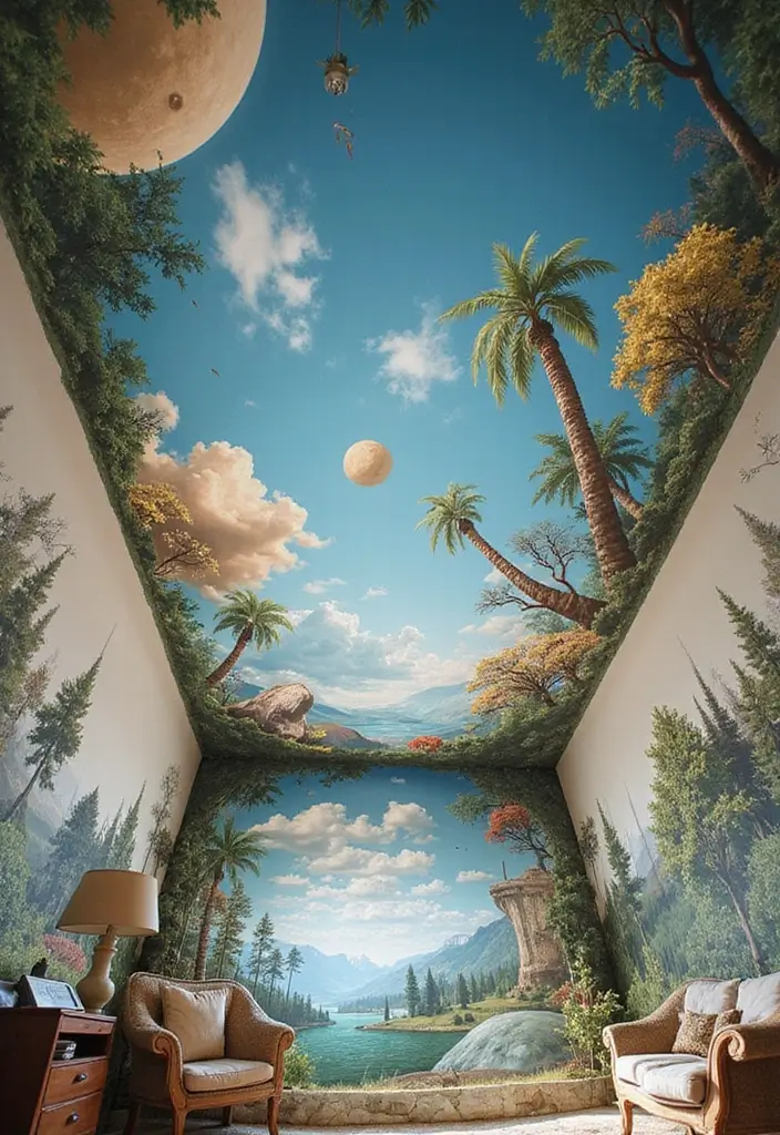 27 Ceiling Murals That Bring Art Into Interiors - 24. Surreal Landscapes