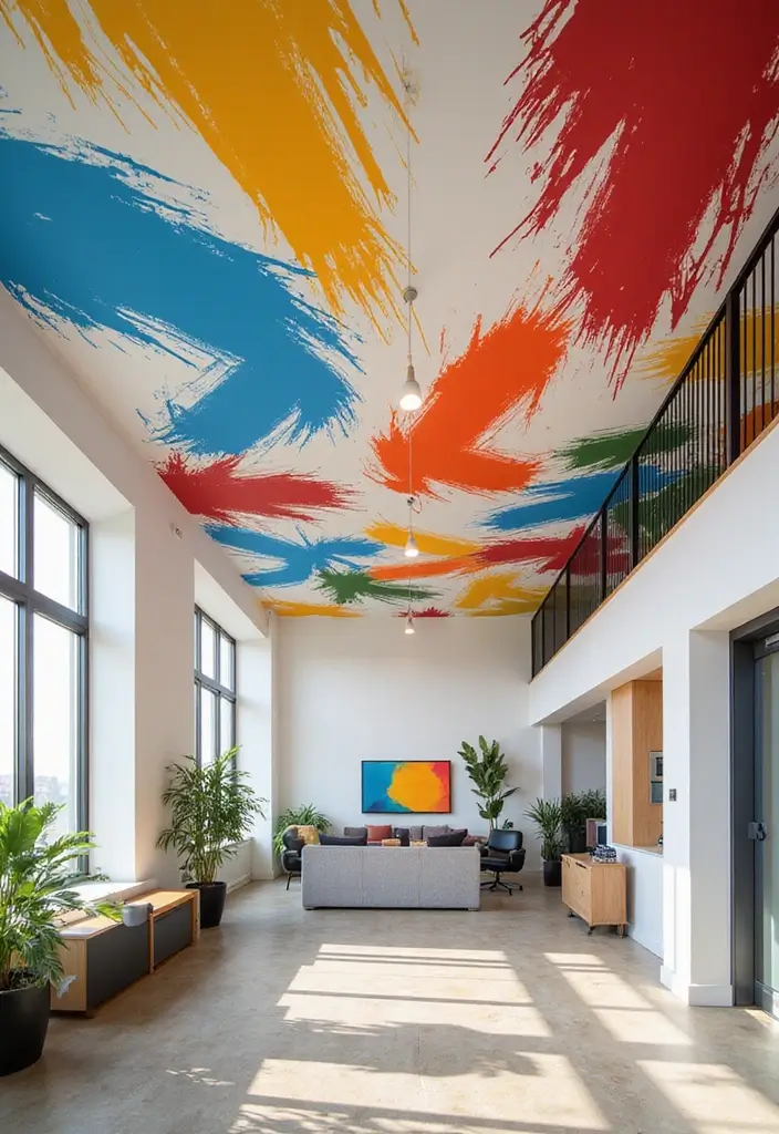 27 Ceiling Murals That Bring Art Into Interiors - 9. Artistic Brushstrokes