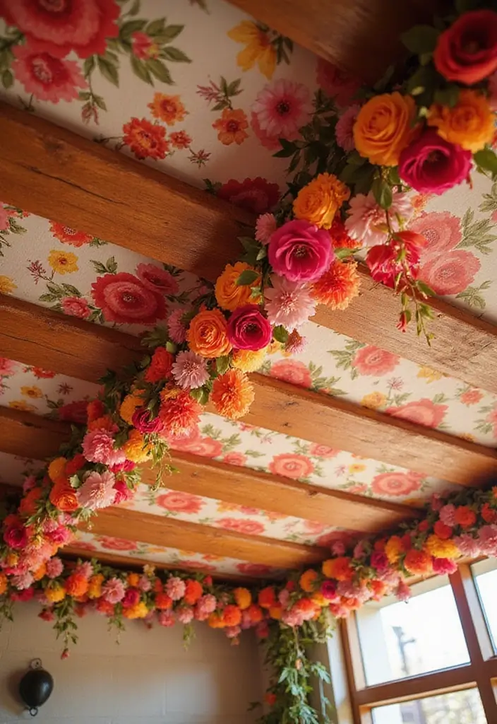 27 Fabric Ceiling Ideas That Feel Romantic and Soft - 13. Charming Floral Fabrics
