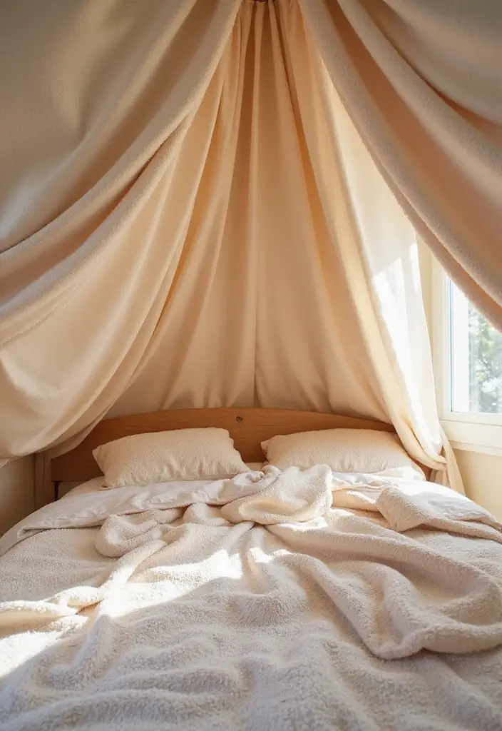 27 Fabric Ceiling Ideas That Feel Romantic and Soft - 17. Cozy Fleece Drapes
