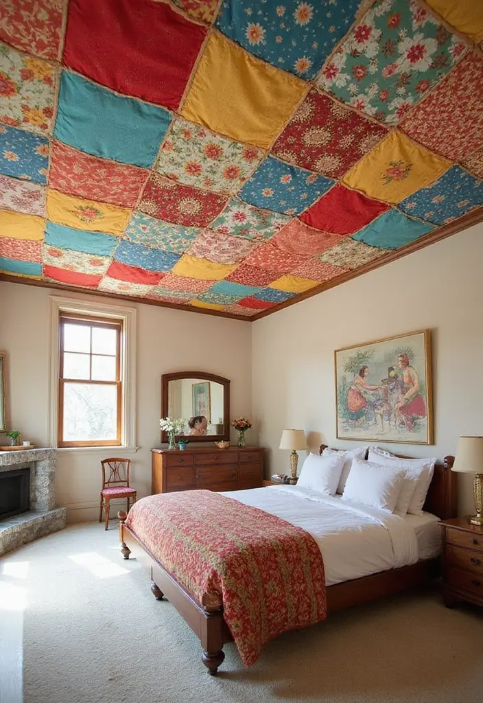 27 Fabric Ceiling Ideas That Feel Romantic and Soft - 23. Cozy Patchwork Designs