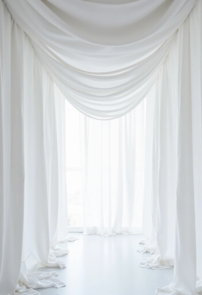 27 Fabric Ceiling Ideas That Feel Romantic and Soft - 24. Minimalist White Drapes