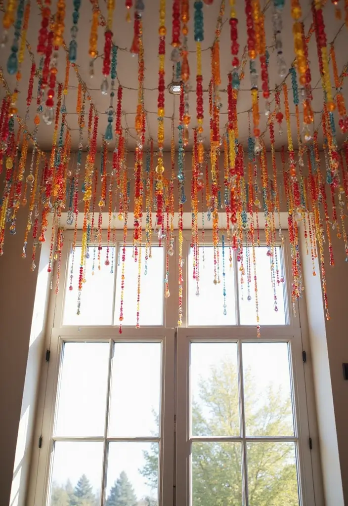 27 Fabric Ceiling Ideas That Feel Romantic and Soft - 3. Beaded Curtains
