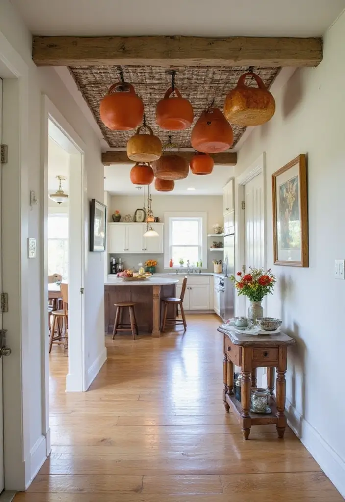27 Fall Ceiling Designs for Hall That Feel Seasonal & Chic - 18. Rustic Kitchen Pot Racks
