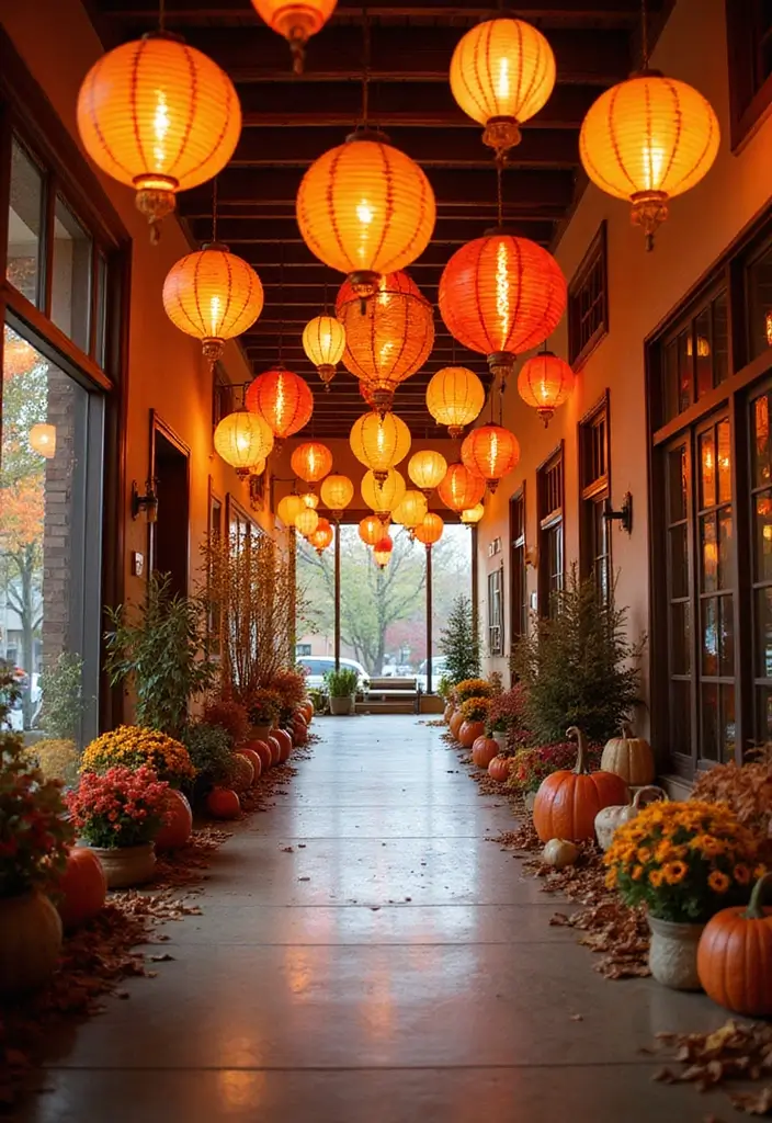 27 Fall Ceiling Designs for Hall That Feel Seasonal & Chic - 25. Mood Lighting with Paper Lanterns